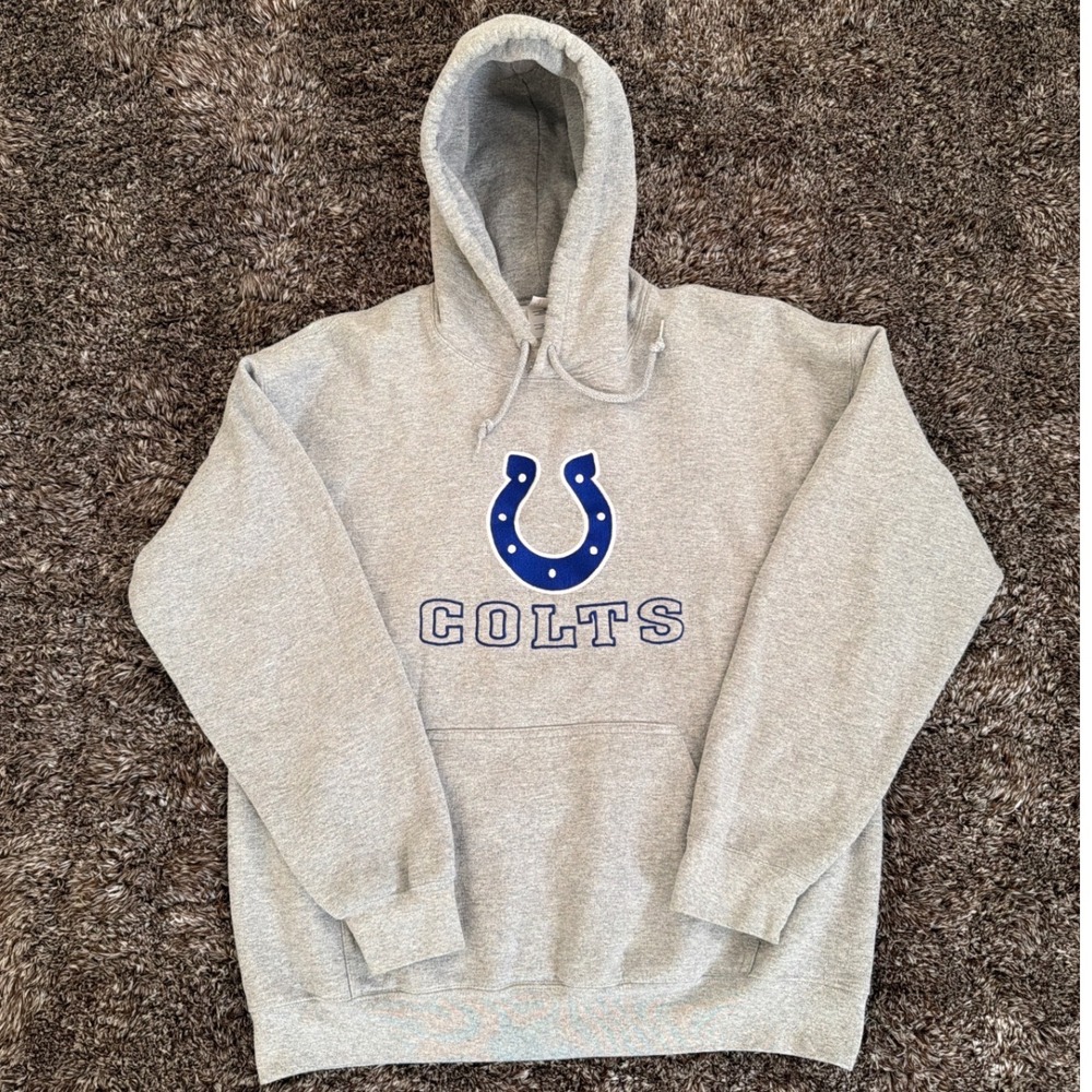 Gildan Indianapolis Colts Hoodie Heavyweight Blend Gray Size L NFL Football